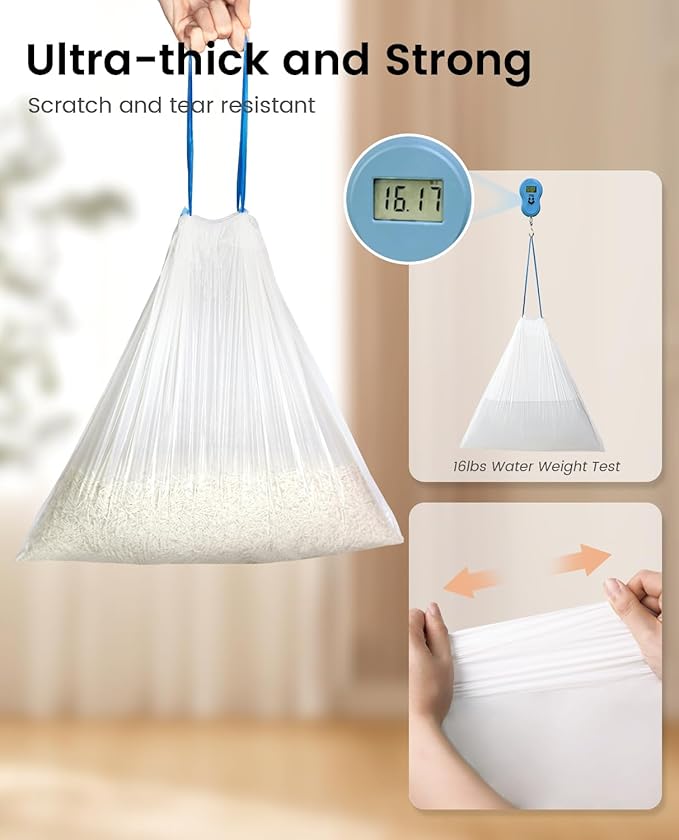 Cat Litter Box Liners-60 Count, Drawstring Cat Litter Waste Receptacles Bags for LELO ELVES LMSP-10-18" x 18"-PawvioPets