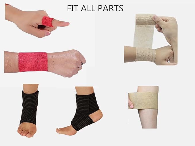 6 Pack 1" x 5 Yards Self Adhesive Bandage Wrap Breathable Cohesive Vet Wrap for Pets, Elastic Self-Adherent Tape for Sports, Wrist, Ankle (Black)-PawvioPets