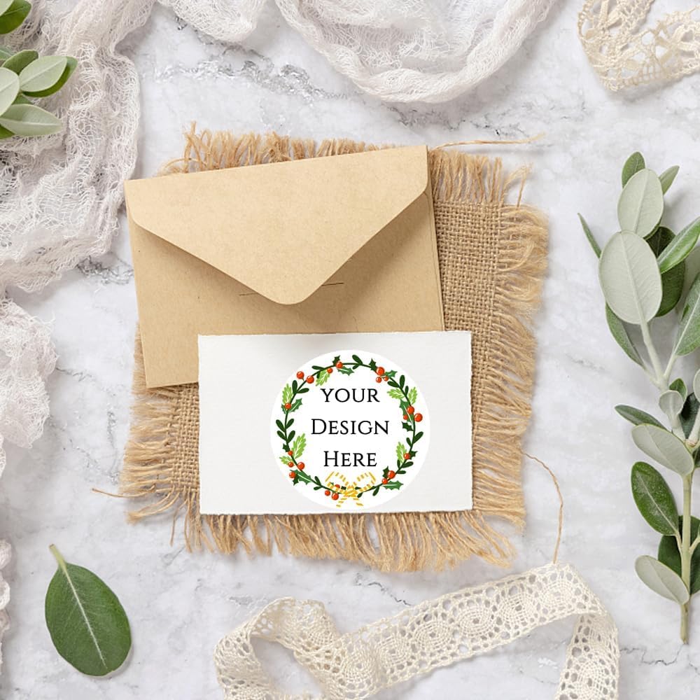 100-1000pcs Custom Stickers Merry Christmas Stickers Personalized Labels Adhesive Xmas Decorative Envelope Seals Stickers for Cards Gift Boxes(VSquare-6)