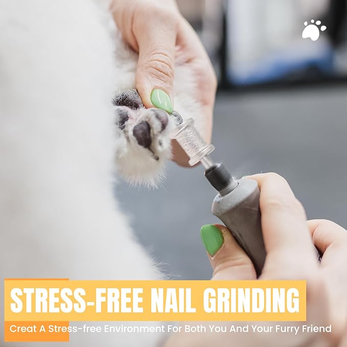 CAELUM 2Pack Diamond-Coated Pet Nail Grinder Bits, Dual Grit for Large & Small Dogs, 1/8” Shank for Dremel Nail Tools, Low Noise, Durable Nail Trimmer for Dogs, Top & Side Grinding-PawvioPets