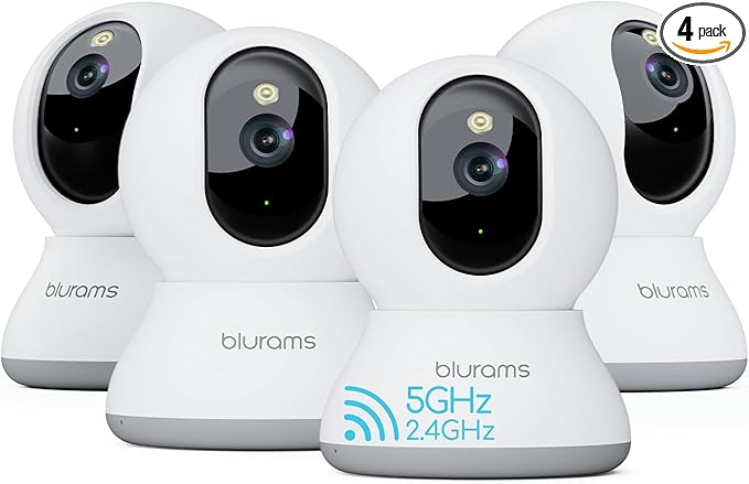 blurams Cameras for Home Security, 2K Pet Camera with Phone App, 5GHz/2.4GHz Dual-Band, 360° PTZ Indoor Cameras, 2-Way Talk, Motion Tracking, Color/IR Night Vision, Cloud&SD, Works with Alexa (4Pack)-PawvioPets
