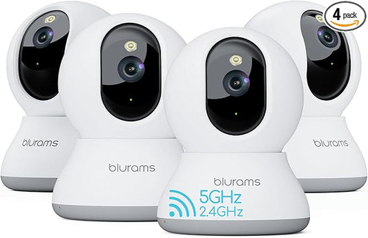 blurams Cameras for Home Security, 2K Pet Camera with Phone App, 5GHz/2.4GHz Dual-Band, 360° PTZ Indoor Cameras, 2-Way Talk, Motion Tracking, Color/IR Night Vision, Cloud&SD, Works with Alexa (4Pack)-PawvioPets