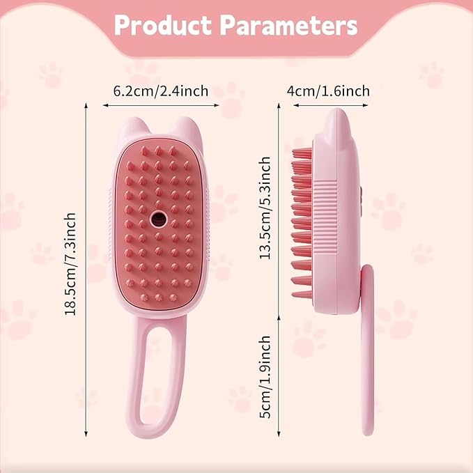 4 in 1 Cat Steam Brush Rechargeable pet spray comb Steam Brush for Cats and Dogs, Massage, Cleaning, Shedding & Combing Multifunctional Hair Removal Anti Static Grooming Tool for home (Pink)-PawvioPets