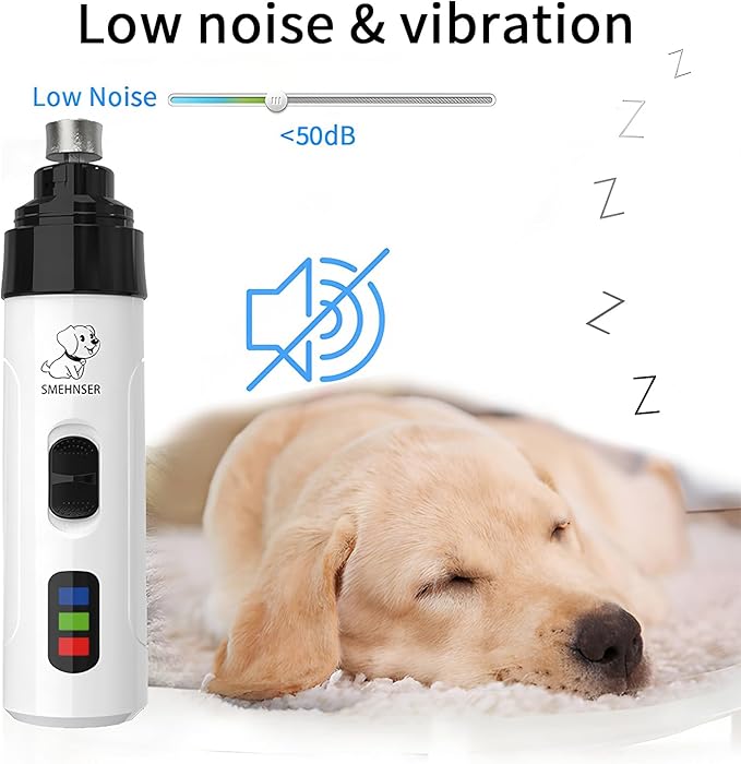 Electric Dog Nail Grinder - USB Rechargeable Electric Nail Trimmer with 3 Diamond Grinding Heads for Small to Large Dogs & Cats-PawvioPets