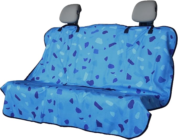 Back Seat Cover for Car Trucks Van SUV,Waterproof Rear Bench Towel Seat Covers for Dogs and Kids,Automotive Backseat Protector (Blue Marbling)-PawvioPets