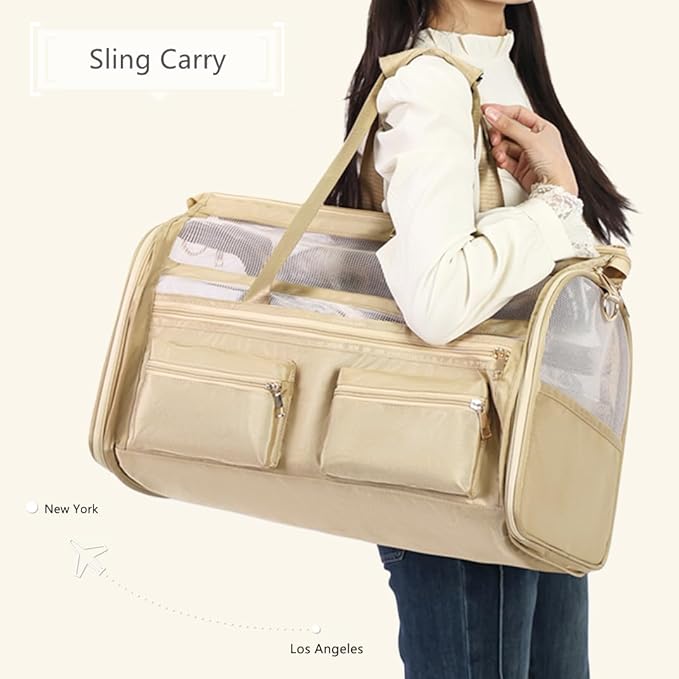 Cat Carrier Bag,Soft Sided Ventilated Pet Carrier for Small Dog Airline Approved Travel Puppy Carrier with Breathable Mesh, Foldable Portable for Outdoor Car-PawvioPets