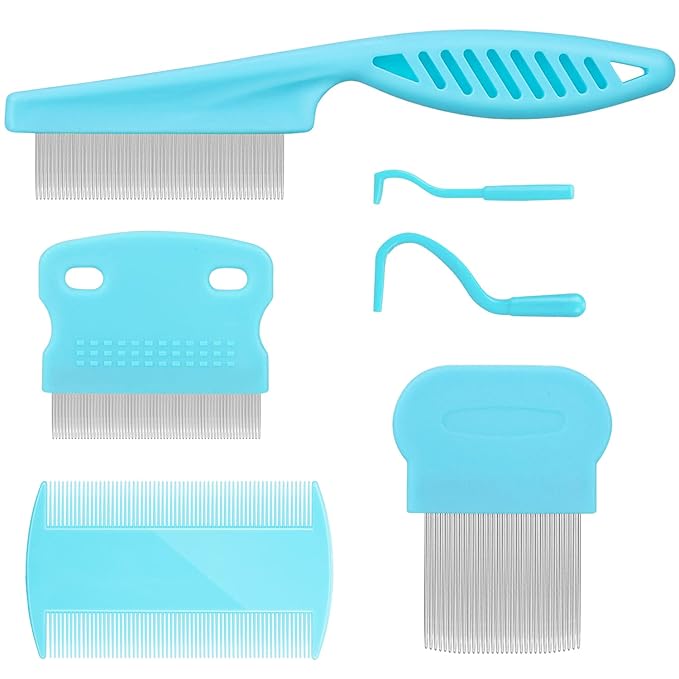 Cat & Dog Grooming Set - Fine Tooth Comb for Removing Dandruff Flakes & Hair (Blue)-PawvioPets
