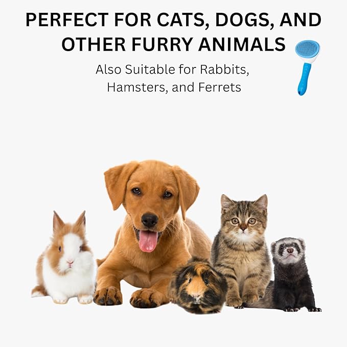 AIXINPET Cat & Dog Self Cleaning Slicker Brush - Easy to Remove Loose Fur, Harmless Deshedding Grooming Tool, Massaging Function - Suitable for Shedding & Furry Pets, like Rabbits and Ferrets-PawvioPets