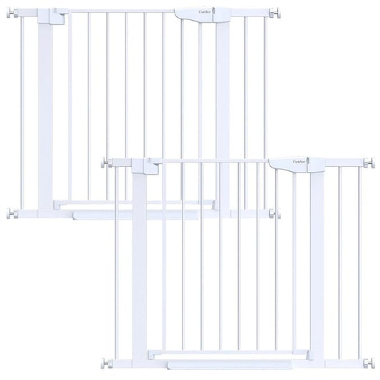 Cumbor 2 Pack 29.7-40.6" Baby Gate for Stairs, Mom's Choice Awards Winner-Dog Gate for Doorways, Pressure Mounted Self Closing Pet Gates for Dogs Indoor, Safety Child Gate with Easy Walk Thru Door-PawvioPets