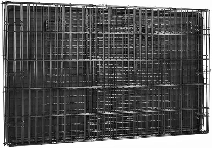 Amazon Basics Durable, Foldable Metal Wire Dog Crate with Tray, Single Door, 48 x 30 x 32.5 in, Black-PawvioPets