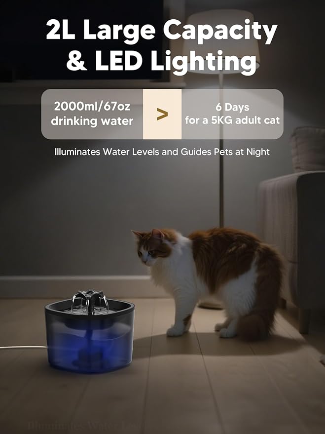 Automatic Cat Feeder and Water Fountain, 4L/16 Cups Timed Cat Dry Food Dispenser, 10s Meal Call, 20 Portions 6 Meals Per Day, 2L Cats Fountains for Drinking with Filter, Pet Feeder for Dog Black-PawvioPets