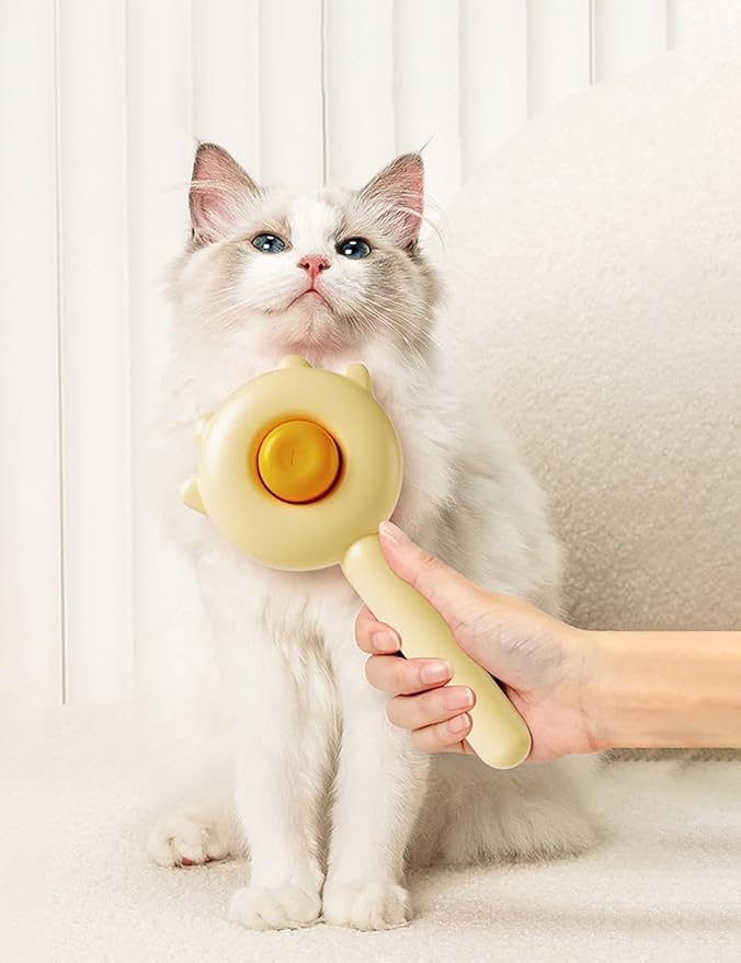 Cat Brush,Dog Brush, Pet Hair Cleaner Brush,Pet Grooming Cat Dog Brush,Pet Comb-Cat Comb for Kitten Massage Removes Loose Fur-Cat Grooming Brush Long Short Hair Cats Dogs Pet Brush (Yellow)-PawvioPets