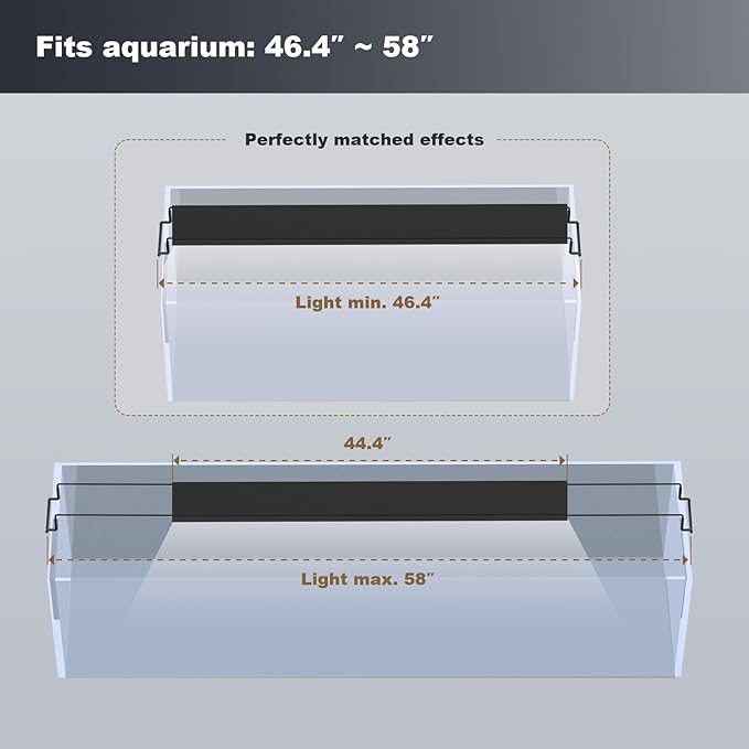 GLOWRIUM Aquarium Light, LED Freshwater Fish Tank Light with Timer, Full Spectrum Planted Aquarium Grow Lights with Daylight/Moonlight Mode, Brightness Adjustable, Auto On/Off (48-58 in)-PawvioPets