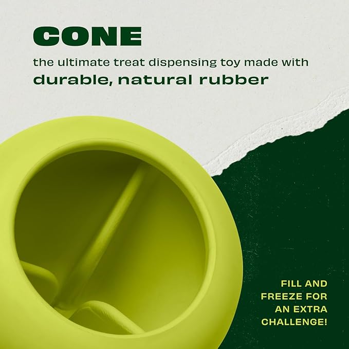 Benebone Natural Rubber Cone Interactive Enrichment Treat Dispensing Dog Toy - Slow Feeder - Great for Meals and Boredom-PawvioPets