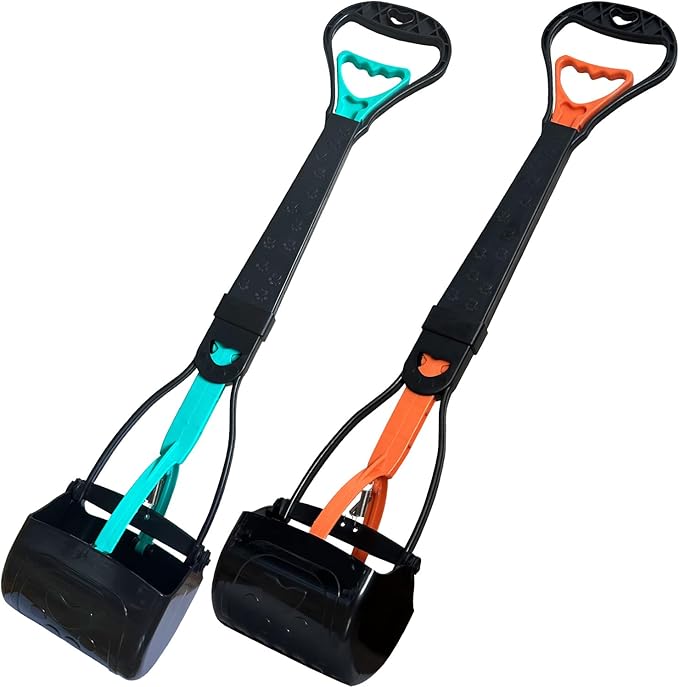 2-Piece Pooper Scooper for Large Medium & Small Dogs Heavy Duty,Long Handled Dog Poop Scooper for Grass,Durable Dog Poop Pick Up Tool-PawvioPets