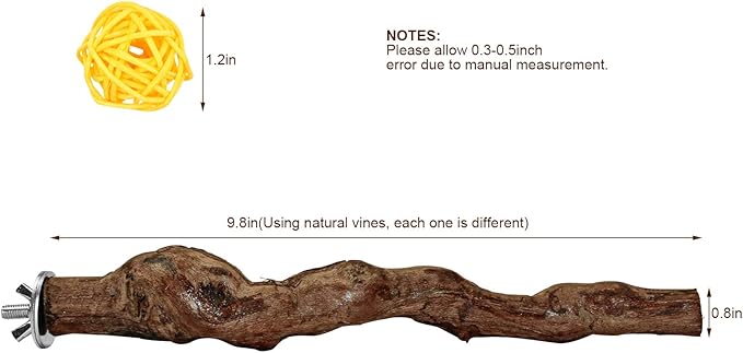 2 Packs Parrot Perch Stand,Natural Grapevine Wood Perch Parrots Cage Perch Toys Suitable for Small or Medium Parrots Parakeets Cockatiels Conures Lovebirds in Cage Accessories Supplies (Style-1)-PawvioPets