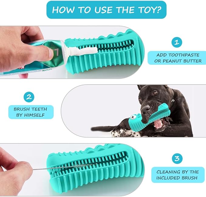 Dog Toys for Aggressive Chewers Large Medium Breed, Indestructible Dog Toothbrush Chew Toys, Squeaky Interactive Tough Extremely Durable, Dogs Toys to Keep Them Busy-PawvioPets