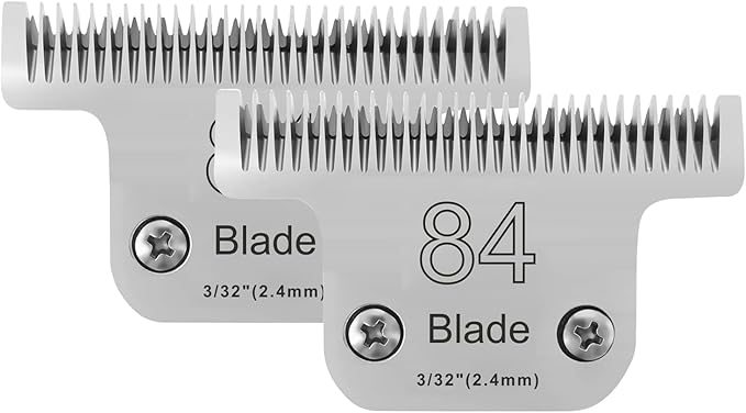 2PCS T84 Blade Dog Grooming Replacement Blades Compatible with Andis Dog Clippers,Dog Clipper Blades Compatible with Wahl KM-10 Series Clippers, Oster A5,Size-T-84 3/32-Inch Cut Length-PawvioPets