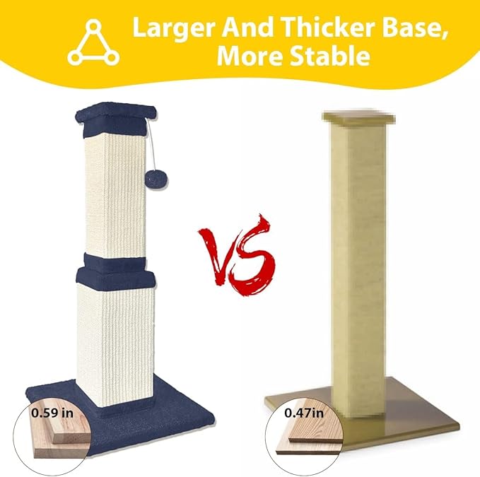 AGYM Cat Scratching Post, 32 Inch Cat Scratch Post for Cats and Kittens, Protect Your Furniture and Exercise Cats, Nature Sisal Modern Cat Scratcher for Indoor Cats, Blue-PawvioPets