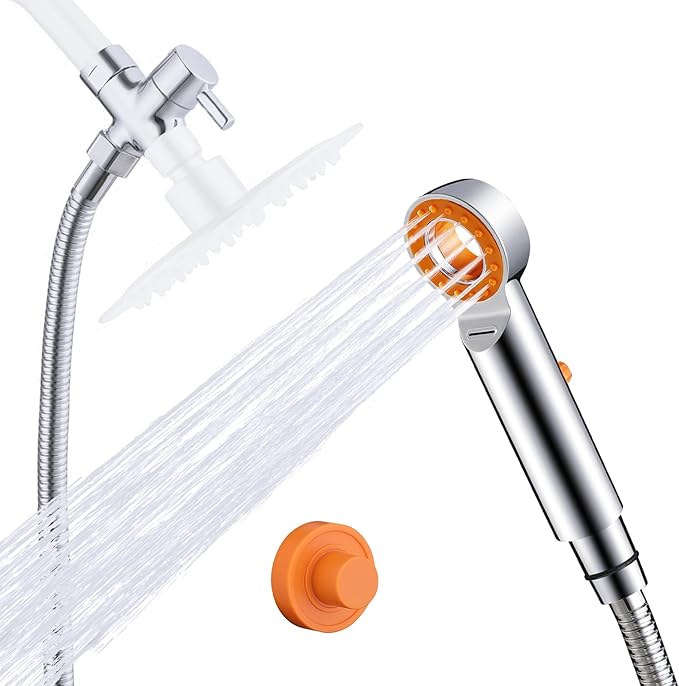 Dog Shower Attachment, 3 Mode Handheld Sprayer with ON/OFF Switch, G1/2" Metal Diverter, 100 Inches Stainless Steel Hose, No Drill Holder, for Pet and Dog Washing in Bathroom-PawvioPets