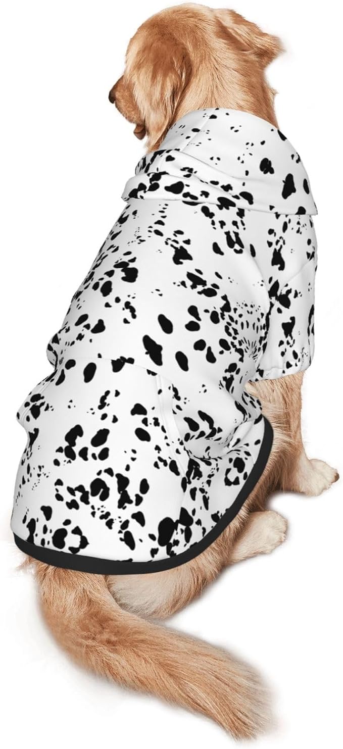 Dalmatian Hoodie, Cute Halloween Cosplay Winter Costume With Pocket, Dalmatians Print Clothes for Medium Large Dogs, Xx-Large-PawvioPets