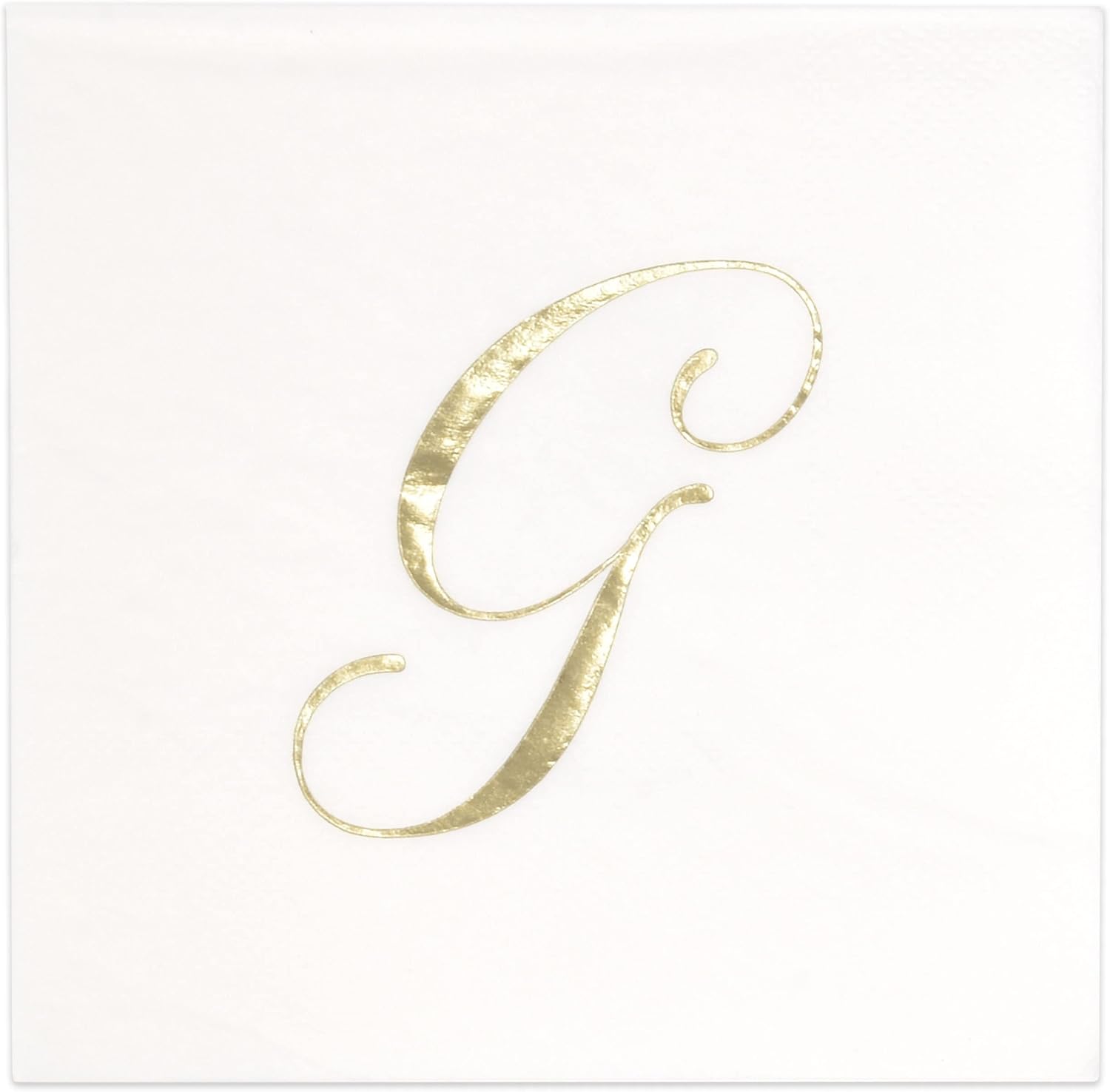 Gift Boutique 100 Gold Monogram Cocktail Napkins Letter G Disposable Paper Pack Elegant Metallic Golden Foil Hand Napkin for Powder Room Wedding Holiday Birthday Party Baby Shower Decorative Towels