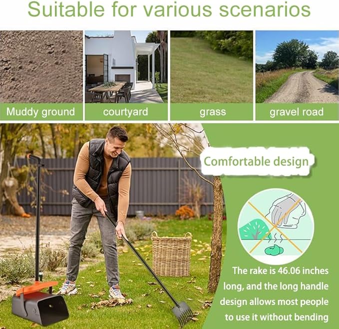 Dog Pooper Scooper with Rotating Bucket & Rake – 46” Adjustable Long Handle Includes 85 Waste Bags – Heavy Duty Poop Scooper for Large Medium & Small Dogs – Yard Lawn Gravel & Dirt Cleanup-PawvioPets