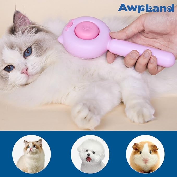 Cat Brush for Short or Long Haired Cats Dogs Rabbits, Cute Dog Brush with Release Button for Massage and Removes Loose Fur-PawvioPets