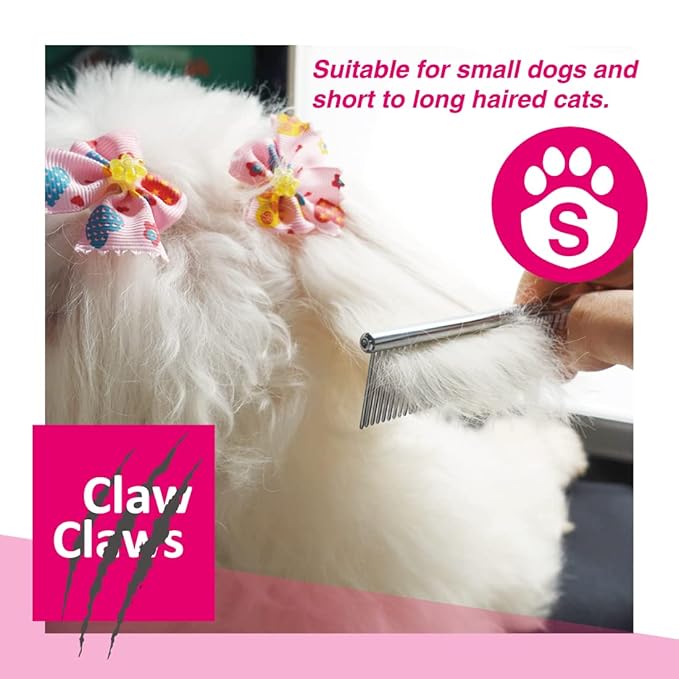 6.1" Comb with Rounded Ends Spine, Pet Comb for Professional Groomer Tool, for Short to Medium Haired Dog, Cat and other pets.-PawvioPets