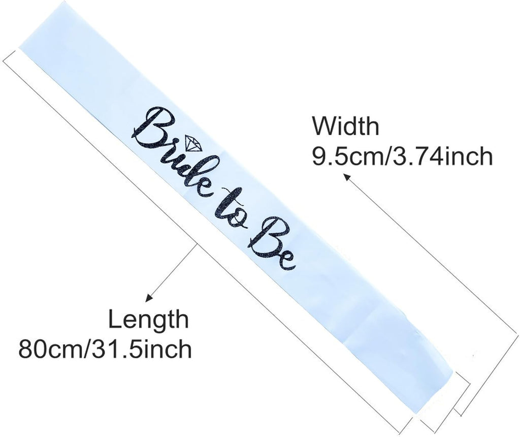 Bride to Be Sash, Bachelorette Party Sash for Bridal Shower Wedding Party Favors Accessories Supplies Engagement Gifts,White Satin with Glitter Letter Black