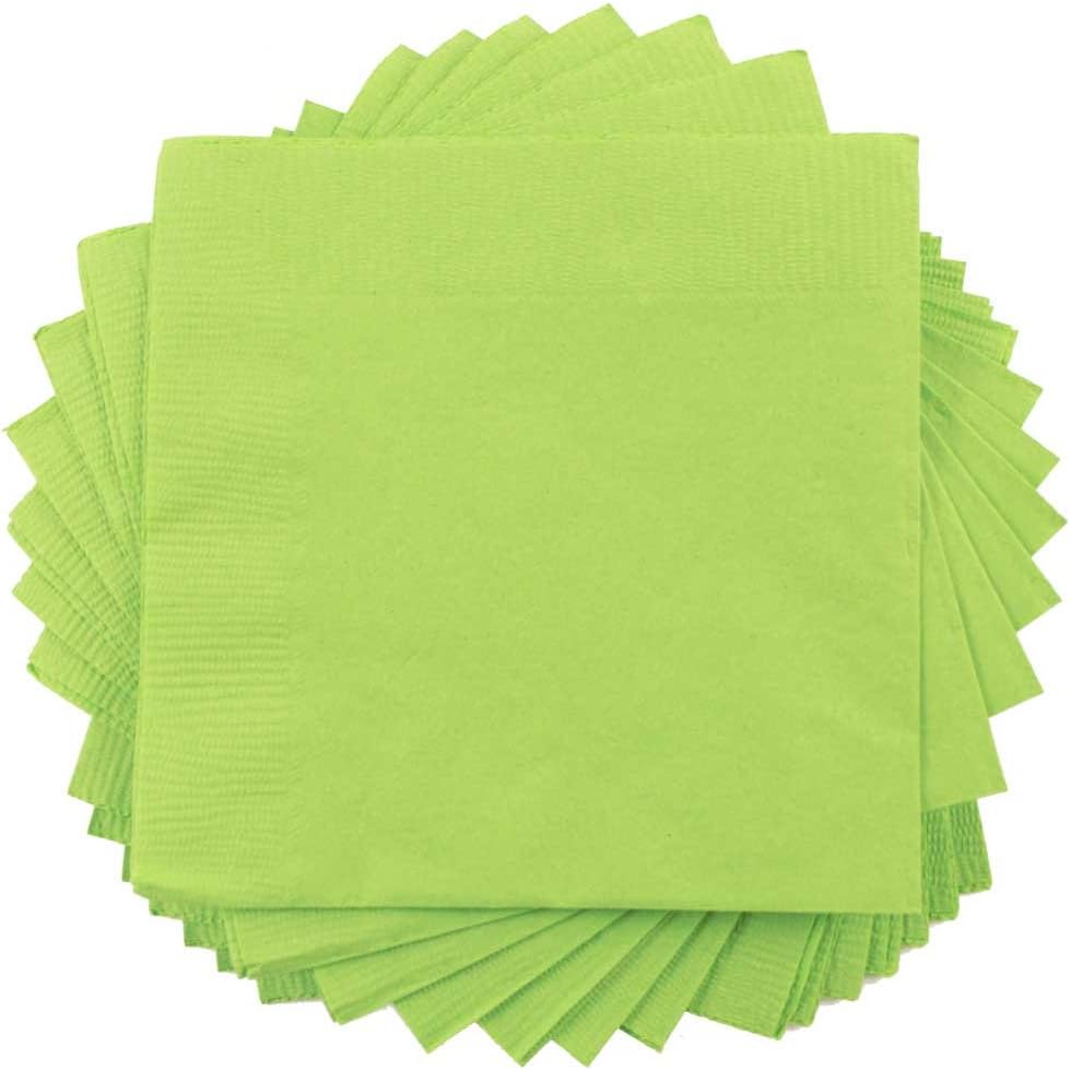JAM PAPER Small Beverage Napkins - 5 x 5 - Lime Green - 50/Pack