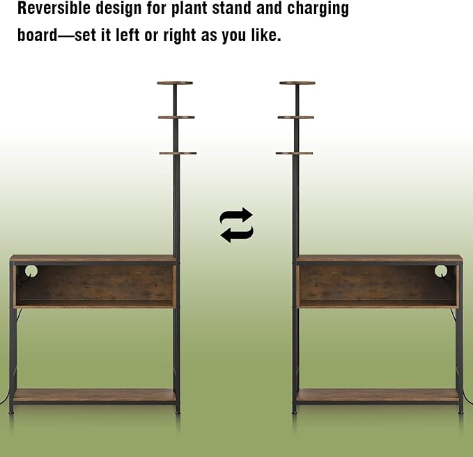 Aquarium Stand with Plant Shelves,20-Gallon Fish Tank Stand with 2-Tier Storage and Display Racks,Metal Frame Reptile Tank Table with Tall Plant Holders,Industrial Rack for Home,Office-PawvioPets