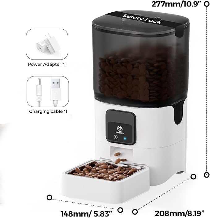PAPIFEED 5G WiFi Automatic Cat Feeders: Smart Automatic Cat Food Dispenser with Slow Feeding Mode, Detachable for Easy Cleaning, Pet Feeder with Alexa, 1-30 Meals Per Day for Multiple Pets (6L/25 Cup)