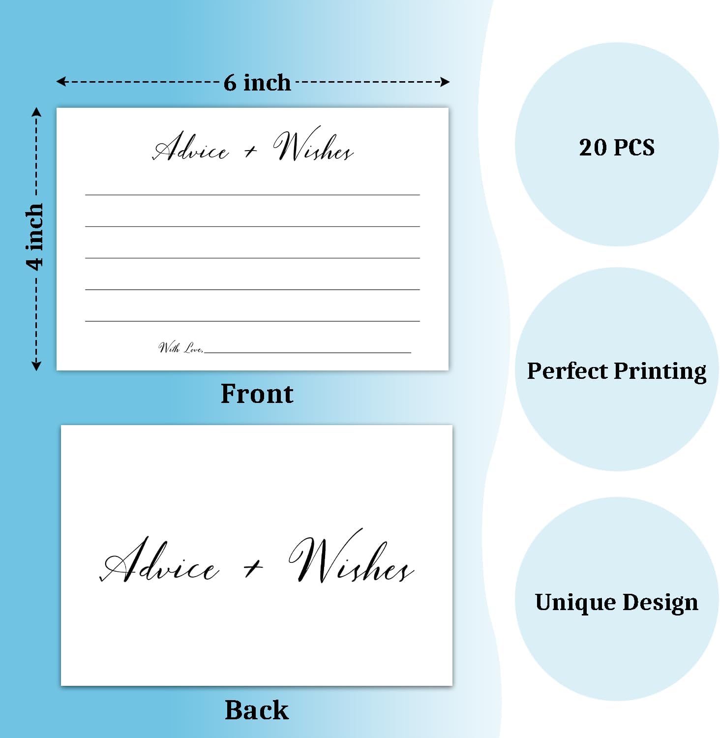 White Advice And Wishes Cards, Advice Cards For Bridal, Wedding, Baby Shower, Mr And Mrs, Graduation, Wishes For Baby Cards Baby Shower, Pack Of 20 4x6 Cards Double Sided Print -01