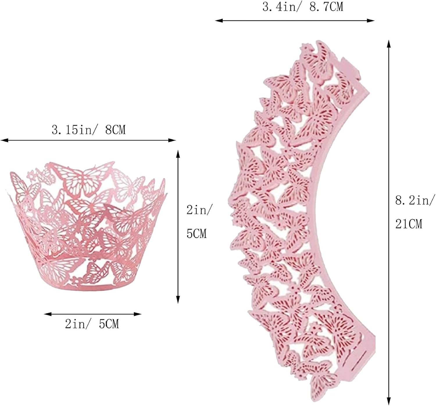 Cupcake Liners, Cupcake Wrappers Artistic Bake Cake Toppers Little Butterfly Flowers Paper White Pink Purple for Wedding Brtyday Party Decoration Pack of 24