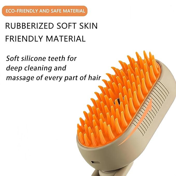 4 in 1 Cat Steam Brush,cat brushes for indoor cats,Rechargeable Steam Cat with Steam,Anti-Static Steam Pet Brushes for Dogs Cats(Khaki)-PawvioPets