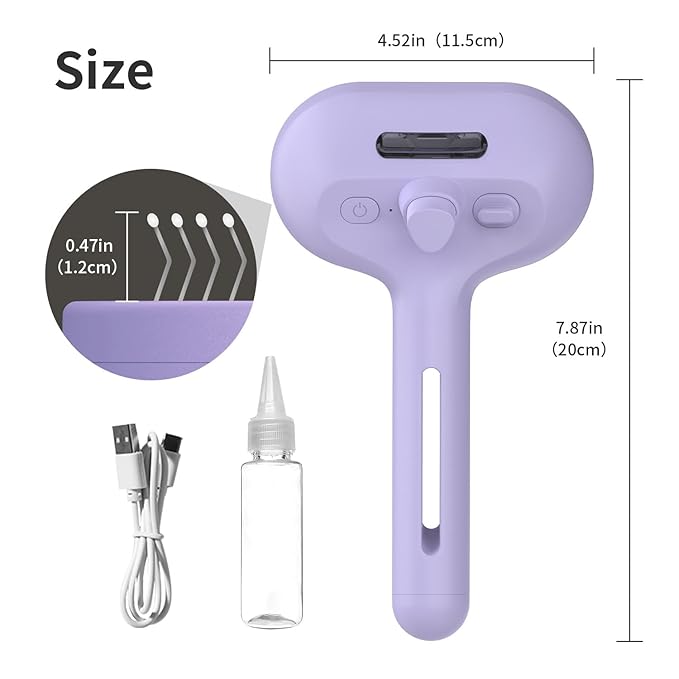 3 in 1 Steam Cat Brush for Shedding - Self-Cleaning Dog Grooming Tool for Long and Short Hair Pets - Removes Static, Flying Hair, and Loose Fur (Purple)-PawvioPets