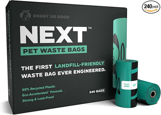 Doggy Do Good Next Pet Waste Bags for Dog Poop, Landfill Friendly, Recycled Plastic, Unscented, Leakproof, Strong, Thick, Earth Friendly, 240 Count-PawvioPets
