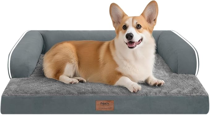 Dog Bed Medium Size Dog-Orthopedic Waterproof Bed for Dogs,Foam Couch Sofa with Washable Removable Cover & Non-Slip Bottom-Dark Grey-PawvioPets