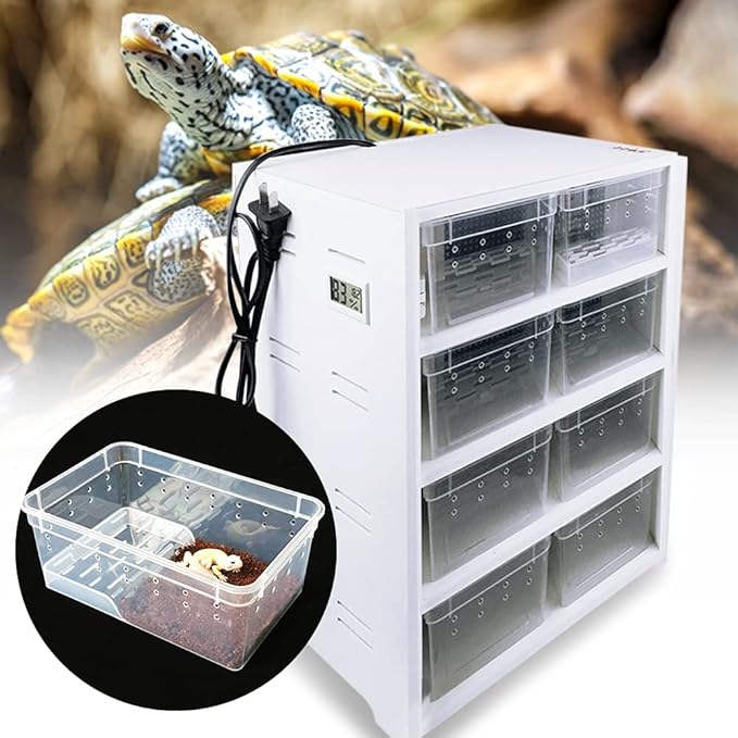 8-Grid Acrylic Pet Breeding Box,Large Reptile Enclosure with Hygrometer&Heating Pad,Lizard Spider Snake Tortoise Cage Pet Snake Terrarium Tank Multipurpose Multipurpose Feeding Box,White.-PawvioPets