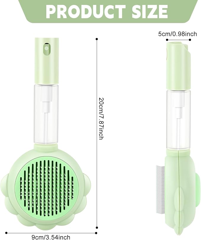 Cat Hair Brush for Shedding, 3-in-1 Pet Spray Hair Removal Comb with Visual Spray & Release Button, Waterproof Dog Grooming Brush for Furry Pet-PawvioPets