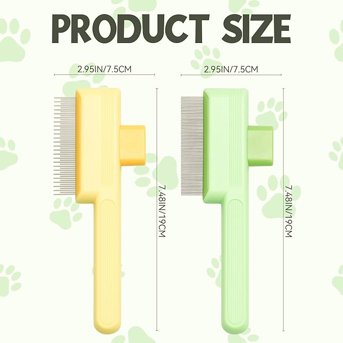 Flea Comb for Cats & Dogs Brush for Shedding Self Cleaning Pet Comb Lice Comb with Long & Short Stainless Steel Teeth Pet Hair Removal Tool 2025-PawvioPets