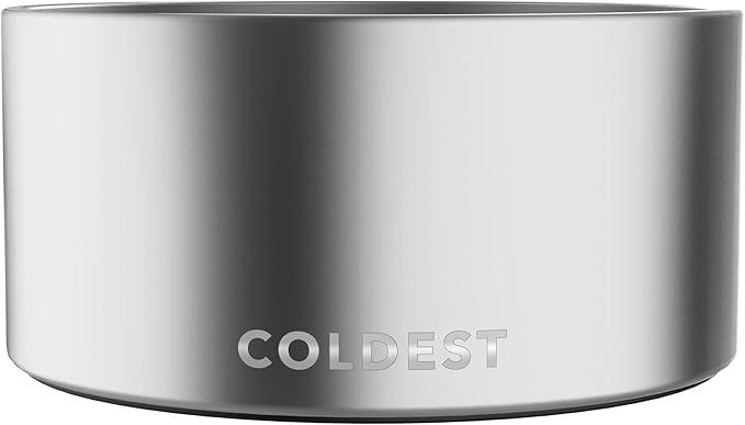 Coldest Dog Bowl - Anti Rust Metal, Non Slip, 3 Layers Insulated Stainless Steel Dog Bowls - Spill Proof & Heavy Duty - Water Bowl for Dogs, Cats, Dish Washer Safe (200 oz, Polished Stainless Steel)-PawvioPets