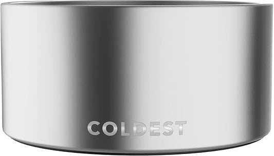 Coldest Dog Bowl - Anti Rust Metal, Non Slip, 3 Layers Insulated Stainless Steel Dog Bowls - Spill Proof & Heavy Duty - Water Bowl for Dogs, Cats, Dish Washer Safe (200 oz, Polished Stainless Steel)-PawvioPets