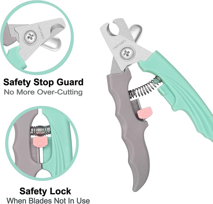 Dog Nail Clipper,Pet Nail Trimmers Safety Guard to Aviod Over Cutting,Puppy Cat Claw Trimmer,with Free Dog Comb & Nail File, Sharp Grooming Clipper, Great for Thick Toenail, Green-PawvioPets