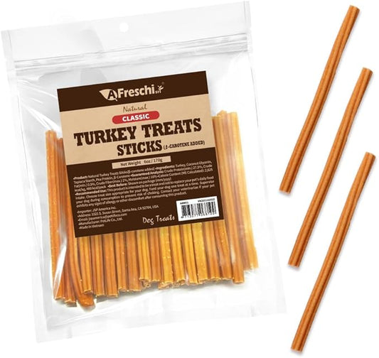 Afreschi Turkey β-Carotene Stick Dog Treats – 6 oz, USA-Sourced Trukey, All-Natural, Hypoallergenic, Low-Fat, Healthy & Easily Digestible, Puppy & Training Snack-PawvioPets