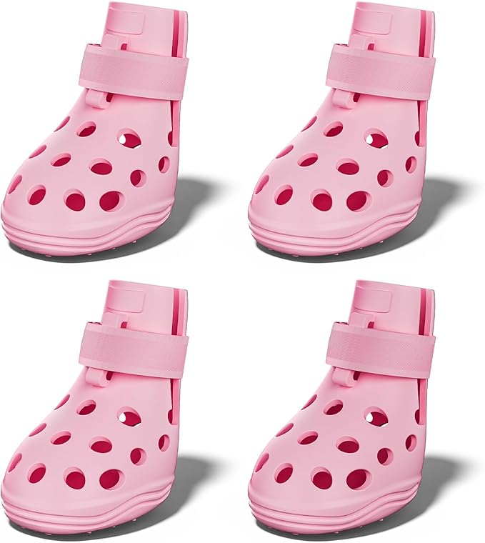 Dog Shoes for Hot Pavement, Breathable Dog Boots Paw Protectors with Adjustable Straps & Non-Slip Sole, Easy On & Off, Waterproof, Easy-Cleaning (Pink, S)-PawvioPets