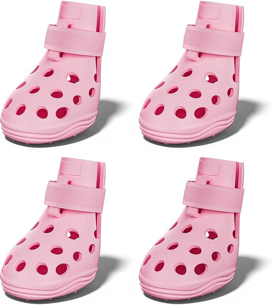 Dog Shoes for Hot Pavement, Breathable Dog Boots Paw Protectors with Adjustable Straps & Non-Slip Sole, Easy On & Off, Waterproof, Easy-Cleaning (Pink, S)-PawvioPets
