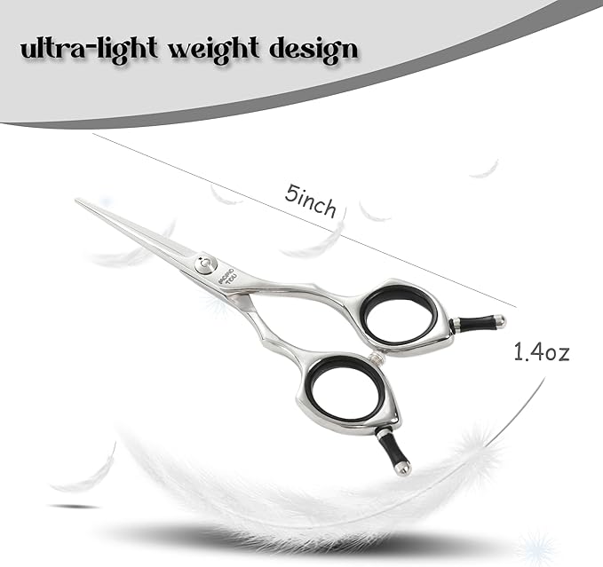 Dog Grooming Scissors 5 inch Small Straight Scissors Super Light Professional 440C Stainless Steel Pet Shears for Trimming Face and Paws Nose Ear Easy Use.-PawvioPets