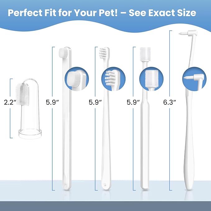 Dog Toothbrush Kit for Small Dogs - Puppy Tooth Brushing Kit with Finger Toothbrush & Soft Bristles, Dental Care Teeth Cleaning Set for Dogs and Cats-PawvioPets